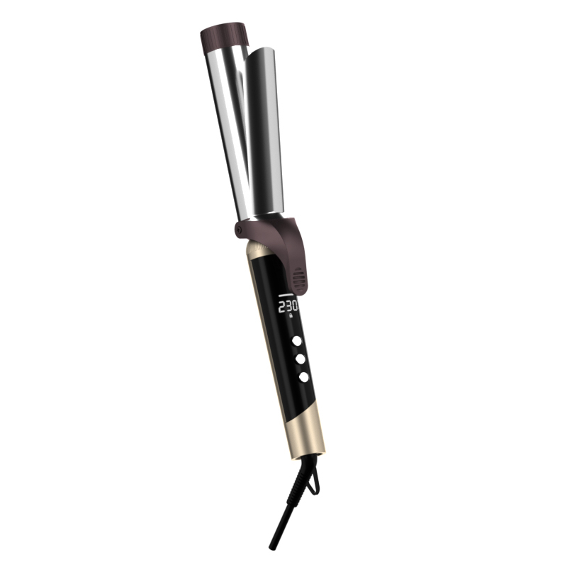 Mini Portable Digtal Ceramic Beach Wave 3 Barrels Hair Curling Wand