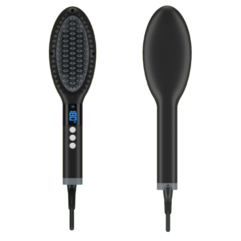 Mini Portable Electric LCD Display White Heated Hair Brush for Man