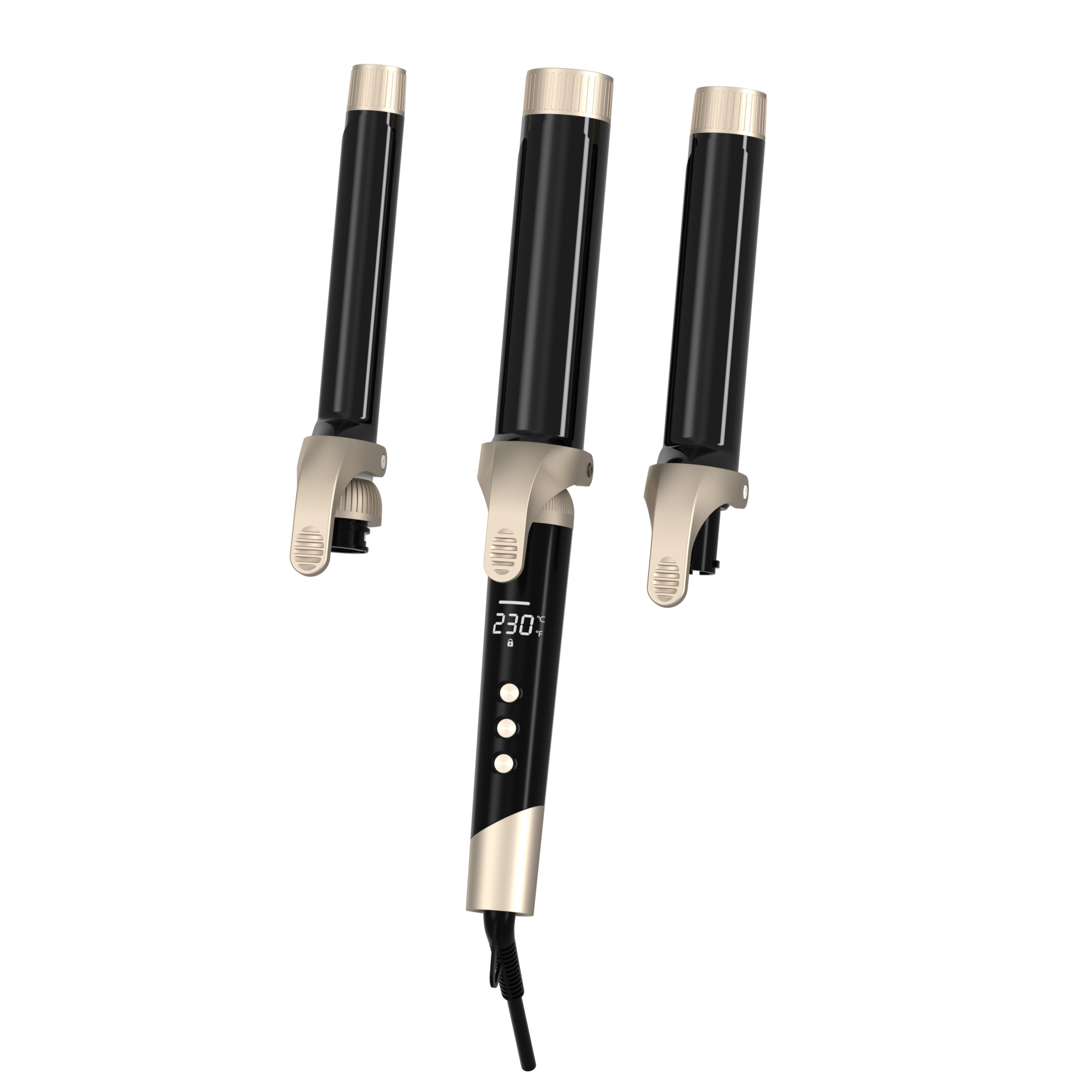 3 Tube Ceramic Infrared Electric Ionic Wave Hair Curler Wand with Clip