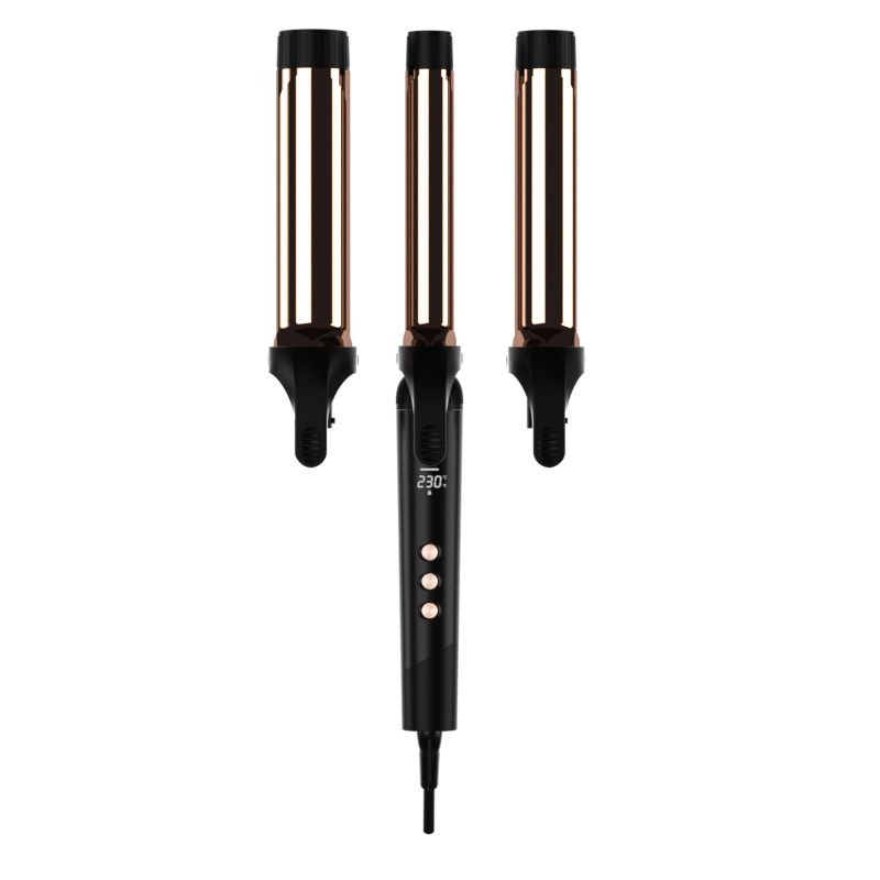 Professional Infrared Lcd Interchangeable Barrel Curling Iron