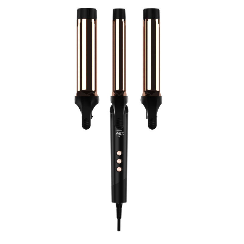 Professional Infrared Lcd Interchangeable Barrel Curling Iron