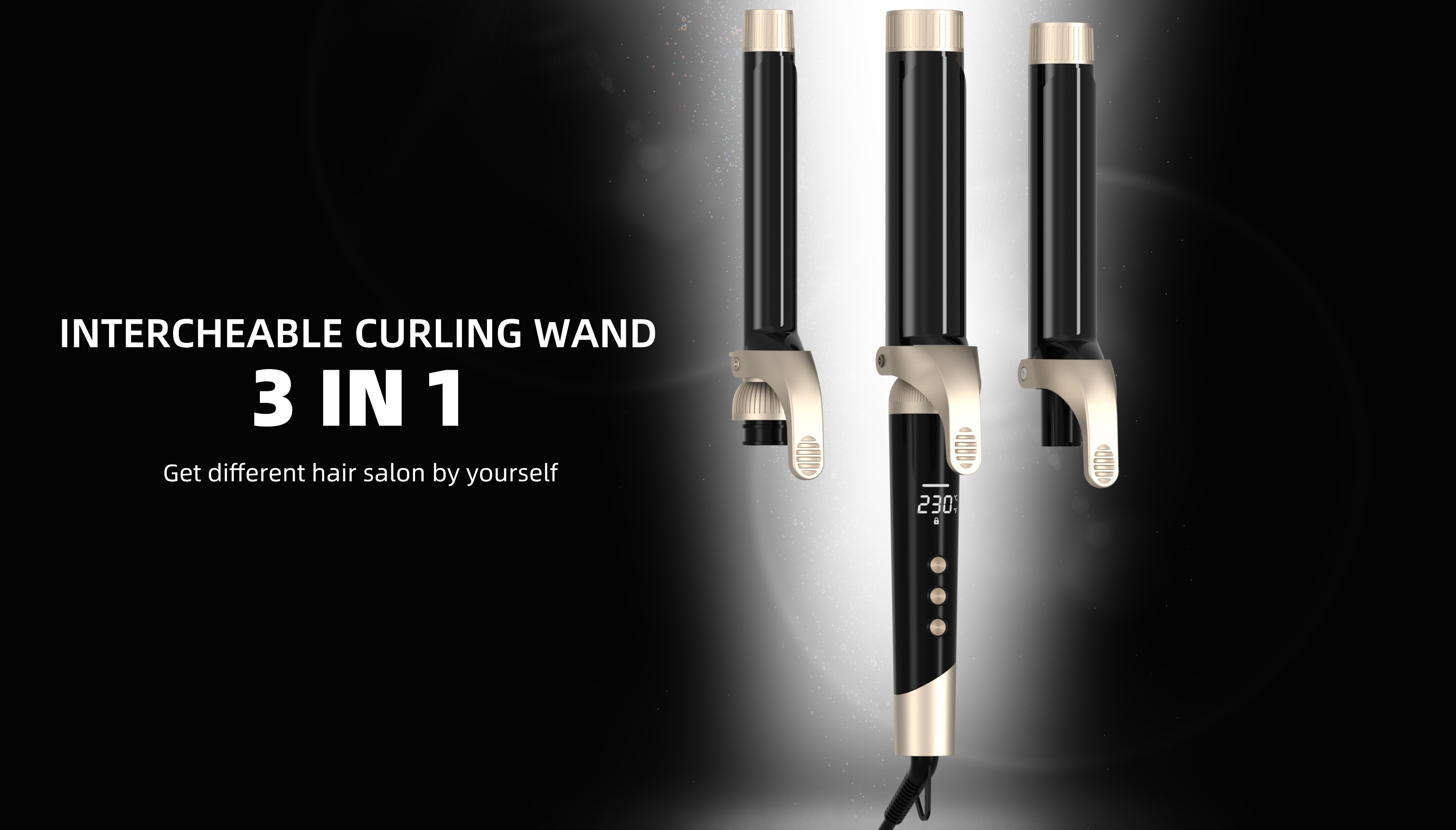 3 in 1 interchangeable curling wand