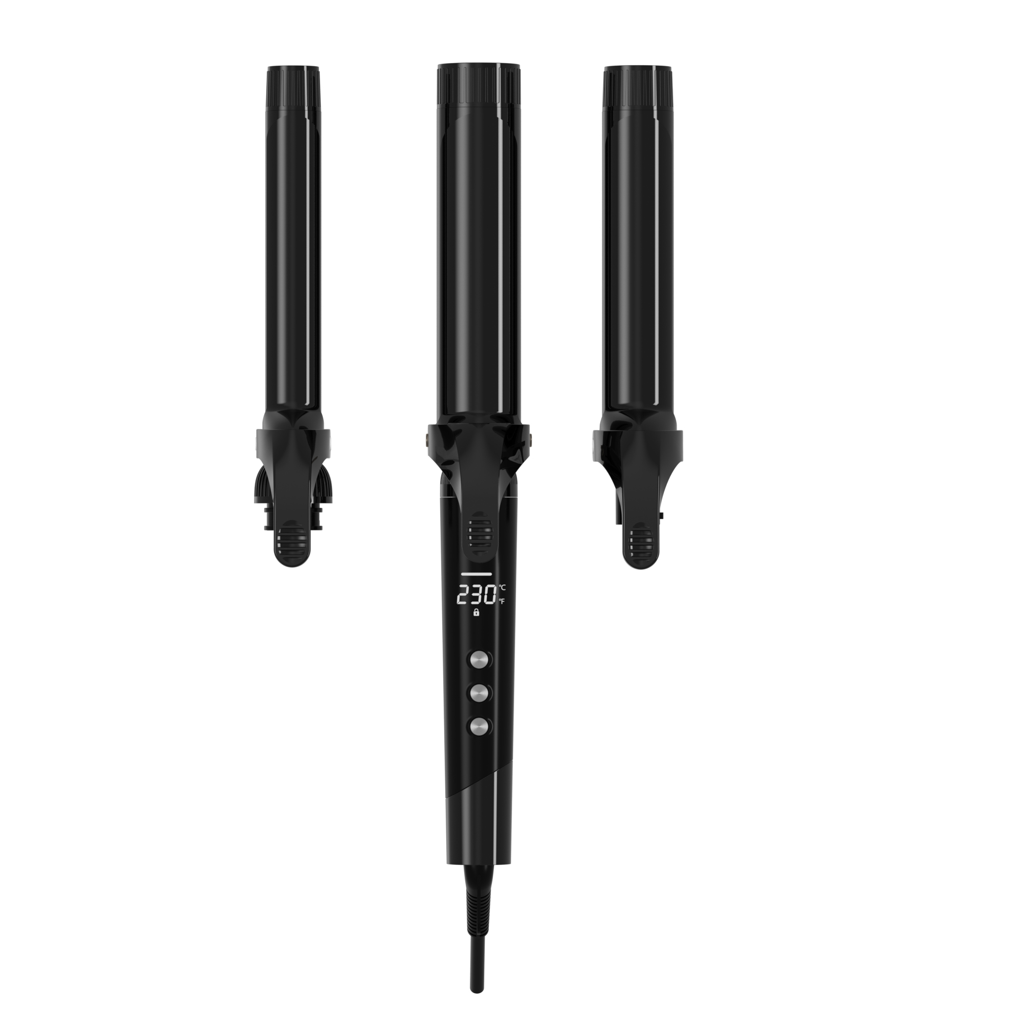 Mini Portable Digtal Ceramic Beach Wave 3 Barrels Hair Curling Wand