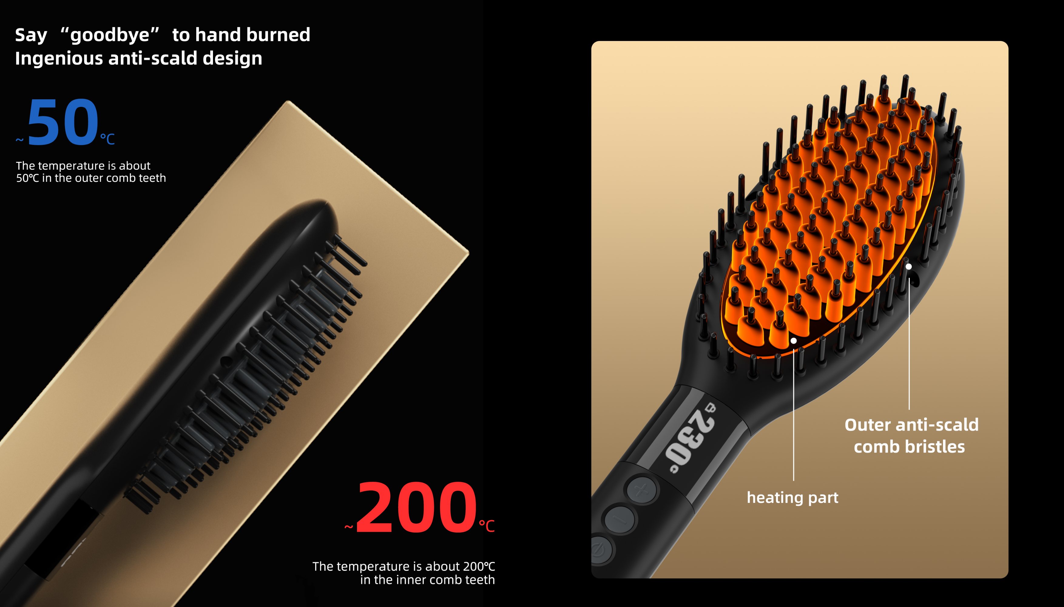 anti scald design hair straightener brush