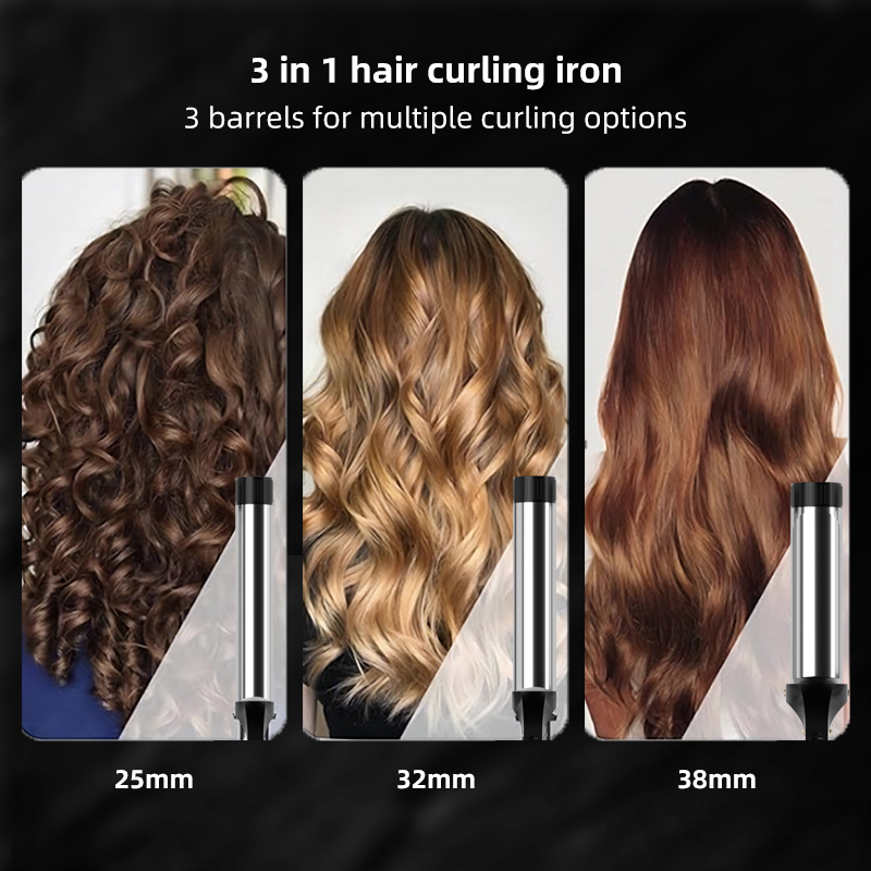 Portable Electric Ceramic Triple Barrel Waver Hair Curler with Clip