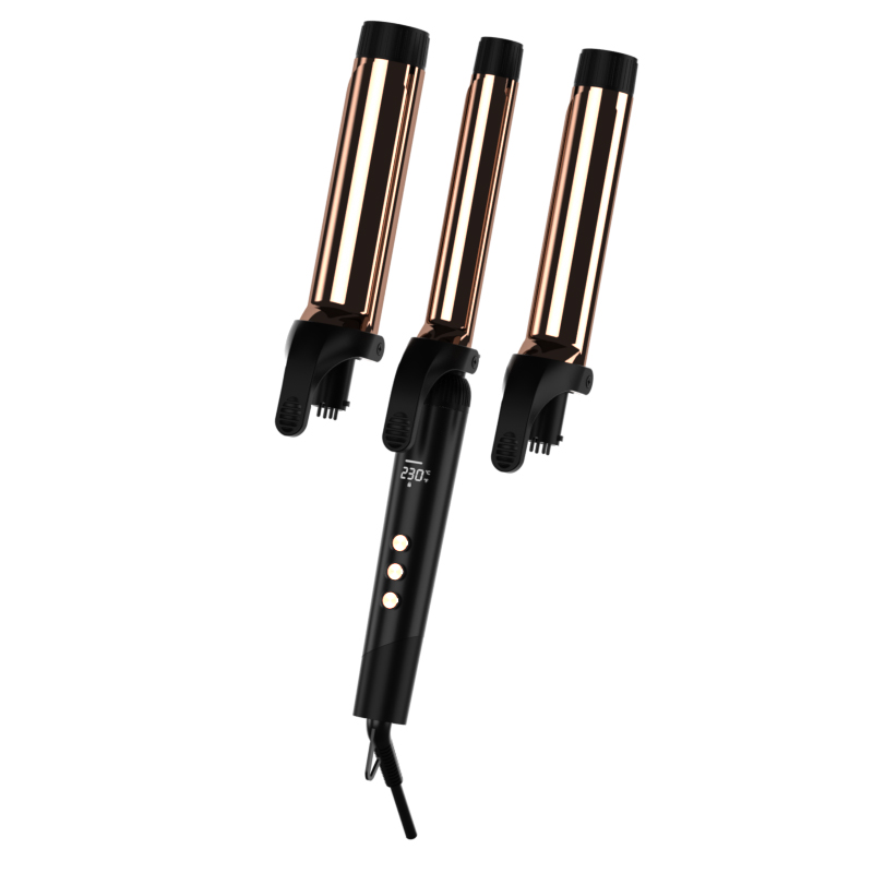 Professional Infrared Lcd Interchangeable Barrel Curling Iron