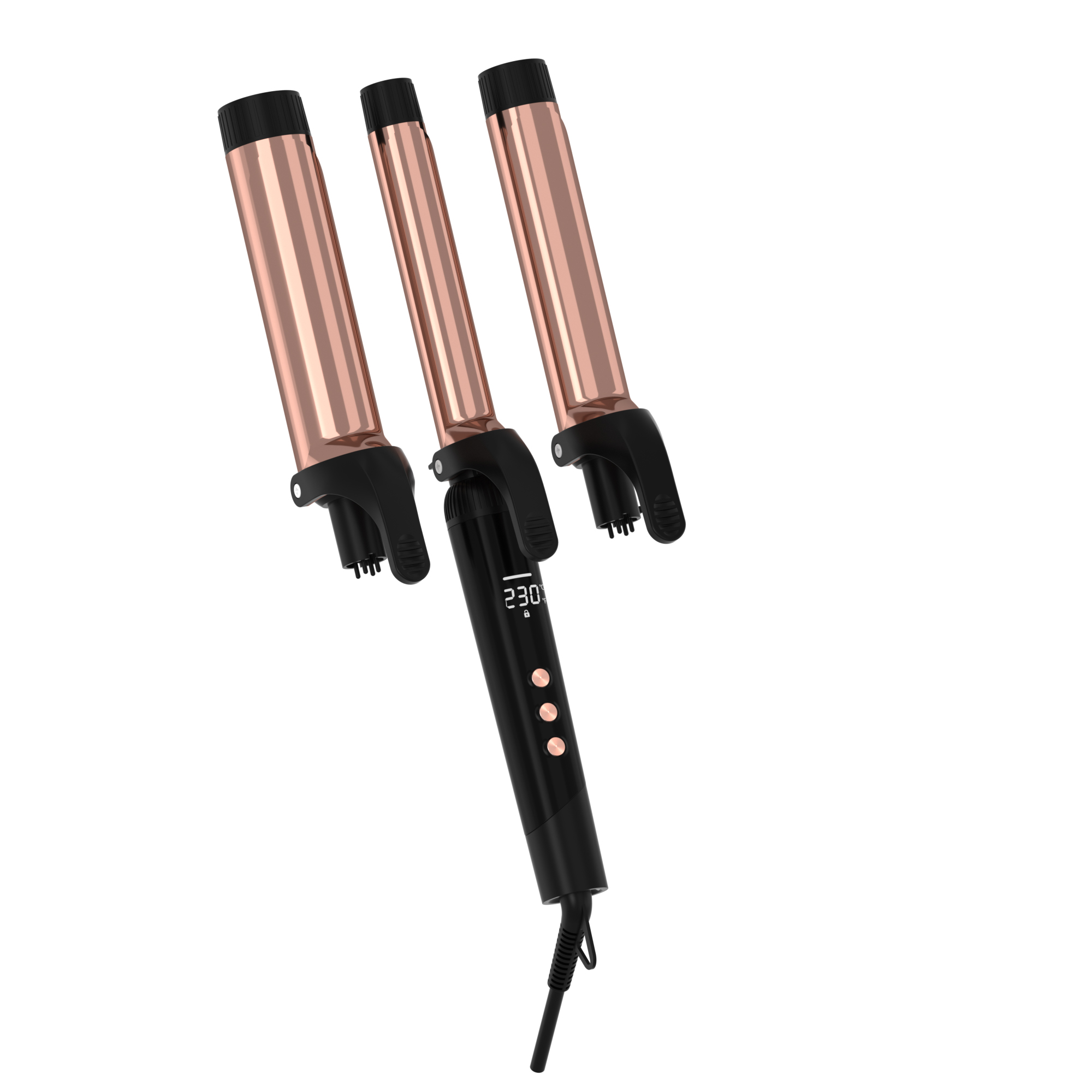 High Quality Titanium Barrel Beach Waver Ceramic Golden Clip Hair Curler