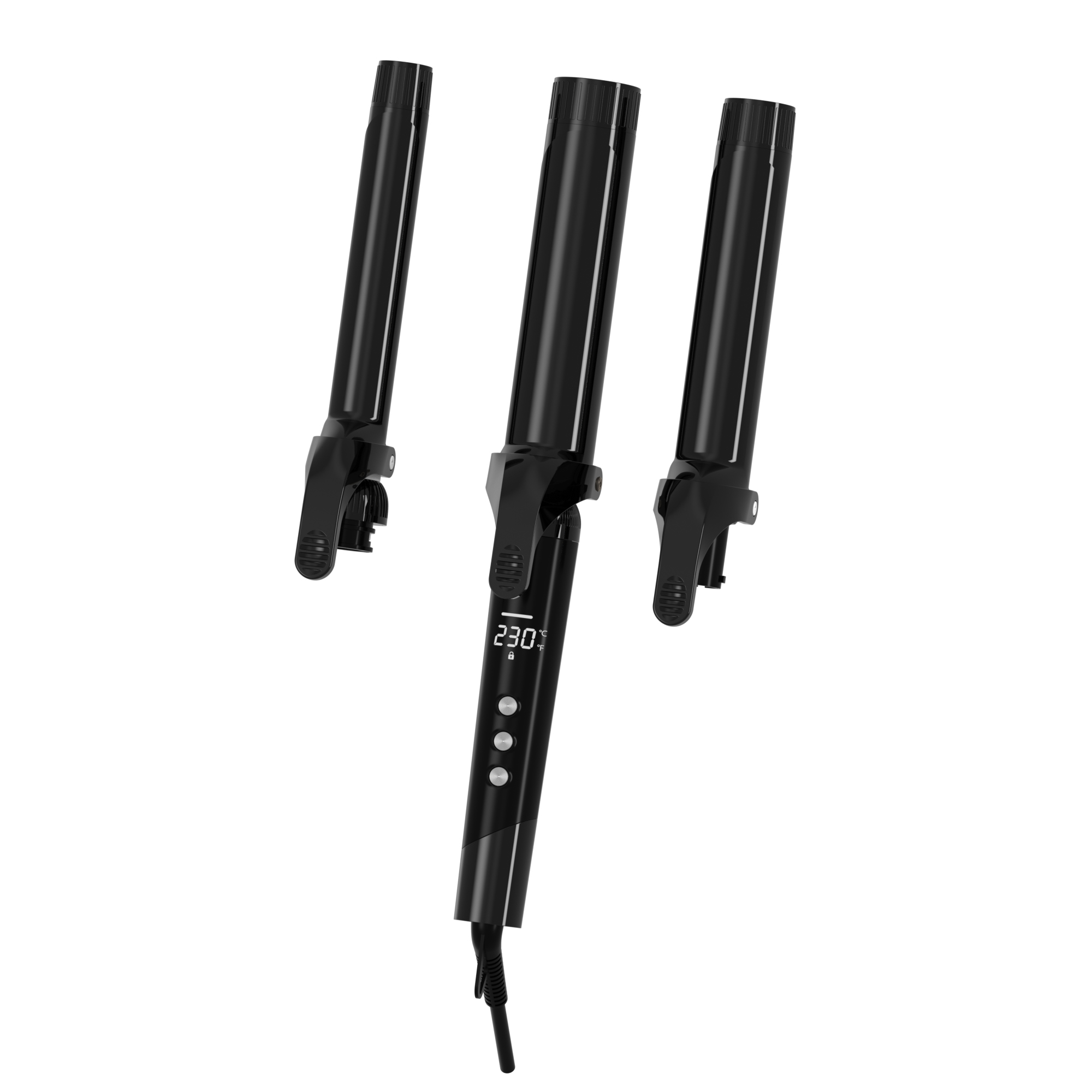 Mini Portable Digtal Ceramic Beach Wave 3 Barrels Hair Curling Wand