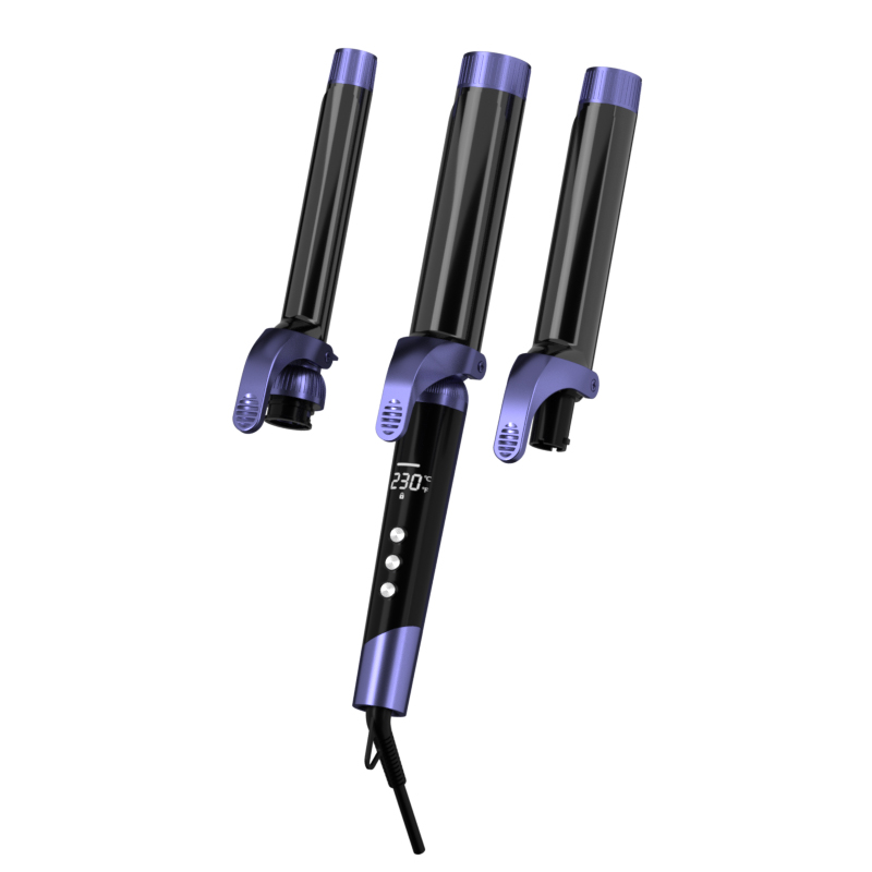 Portable Electric Ceramic Triple Barrel Waver Hair Curler with Clip