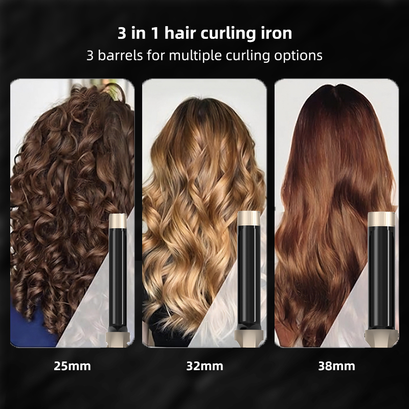 Portable Electric Ceramic Triple Barrel Waver Hair Curler with Clip